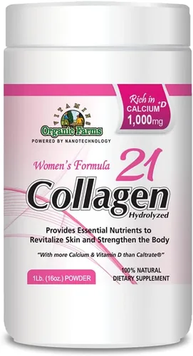 Colágeno 21 hidrolizado – 1 libra (16 onzas) – Suplemento de colágeno para mujeres, fórmula de colágeno en polvo para mujer – Fortalece los huesos y