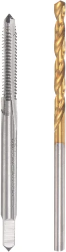 uxcell 4-40 UNC Straight Flute Thread Tap y 0.091 in Twist Drill Broca Set, titanio plateado 6542 Acero de alta velocidad Brocas de perforación