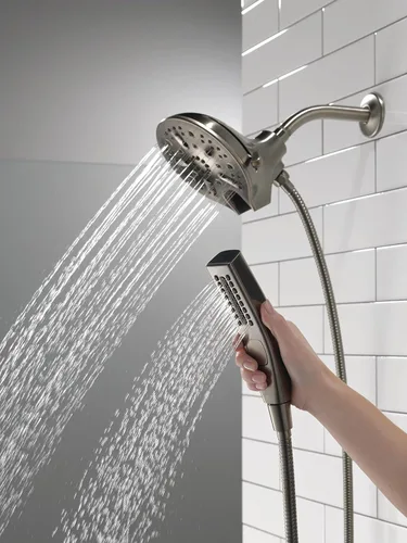 Miniatura 2 de Delta Faucet 5-Spray In2ition - Cabezal de ducha de mano doble 2 en 1 con manguera, cabezal de ducha de mano con acoplamiento magnético, cabezales