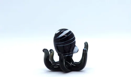 Miniatura 5 de Pulpo diminutas micro figuras sopladas a mano de vidrio de color arte animales coleccionables regalo decoración del hogar (negro)