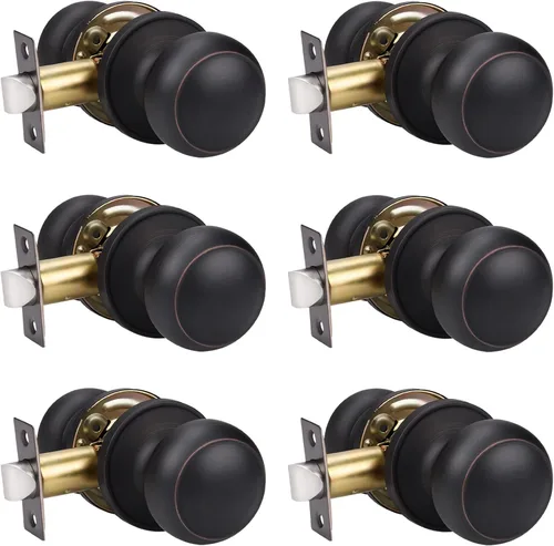 Miniatura 16 de Manija de puerta de acero macizo con diseño de bola antigua, para puerta de trastero, dormitorio, baño 609 Negro
