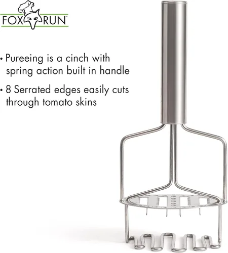 Miniatura 4 de Fox Run Triturador de patatas de acero inoxidable, triturador de tomate y papas de 3 niveles, 9.25 pulgadas