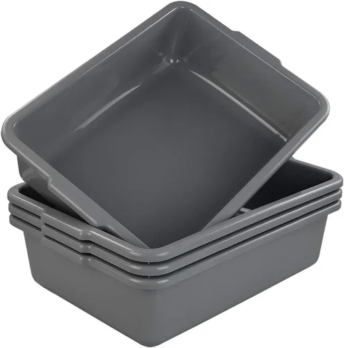 Miniatura 5 de Caja de bañera de autobús comercial gris de 24 cuartos de galón, caja de autobús utilitario de plástico, juego de 4, 21.06 x 15.35 x 5.9 pulgadas
