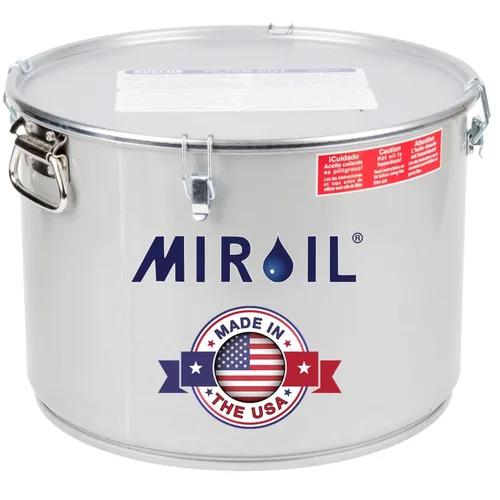 Miniatura 10 de MirOil Cubo de grasa de aceite de 5 galones y olla de filtro, recipiente plateado para freidora con cierre de tapa y clip de bloqueo, olla