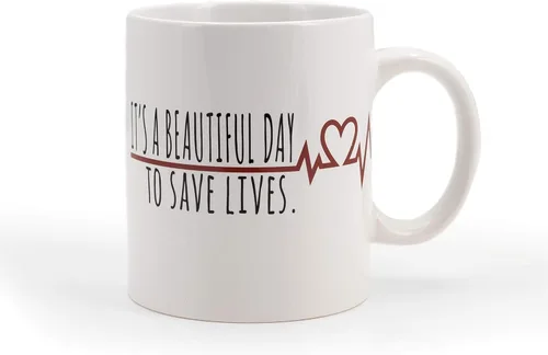 Surreal Entertainment Greys Anatomy Derek Shepherd Taza de café de cerámica | It's A Beautiful Day To Save Lives | Capacidad para 16 onzas