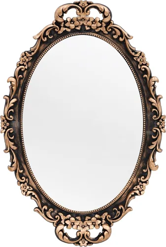 Tstarer Espejo decorativo vintage con marco dorado, espejos para colgar en la pared y bandeja de mesa para dormitorio, sala de estar, decoración de