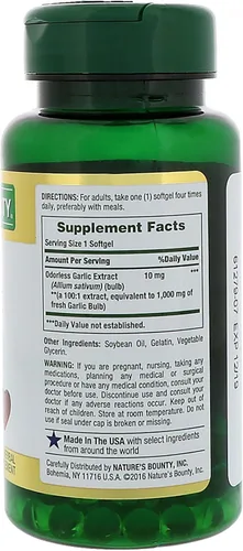 Miniatura 2 de Nature's Bounty Extracto de ajo, suplemento herbario, apoya la función circulatoria, 1000 mg, 100 cápsulas blandas de liberación rápida