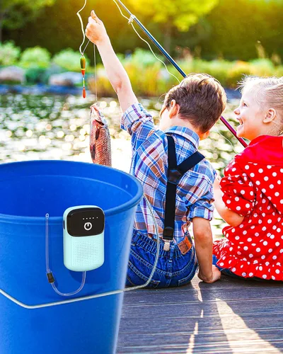 Miniatura 7 de Skywin Portable Aerator for Fish,USB Rechargeable Live Bait Aerator 18–32H Battery, Keeps Bait Alive Anywhere, Quiet Aquarium Water Pump for Azul