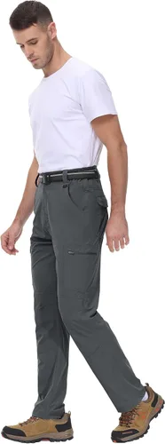 Miniatura 2 de BASUDAM Pantalones de senderismo Ripstop para hombre ligeros de secado rápido elásticos resistentes al agua bolsillos cargo con cinturón