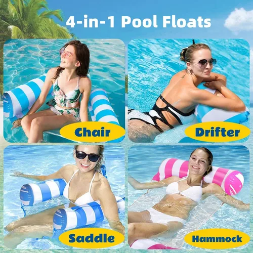 Miniatura 2 de 8/2 Pack Inflatable Pool Floats Adult,Plus Size 4-in-1 Multifunctional Pool Hammock Floating Lounge Chairs,Suitable for Vacation,Leisure,Pool Parties