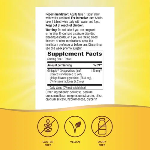 Miniatura 5 de Nature's Way Ginkgold Max Advanced Ginkgo Extracto para agudeza mental, 1 x diario de 120 mg, 60