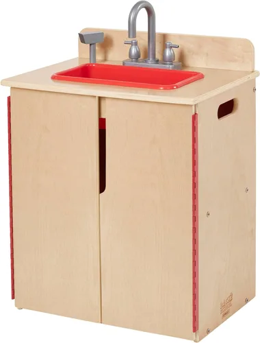 Chef's Station - Fregadero de cocina de madera para niños, cocina de juguete, natural
