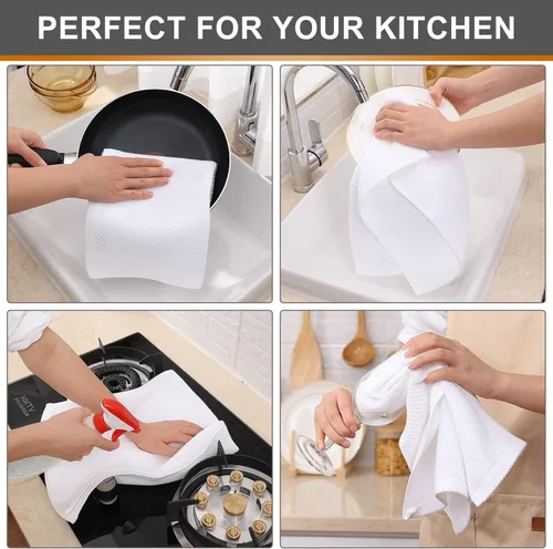 Miniatura 72 de Kitinjoy - Paños de cocina de 100 % algodón, tela de tejido gofrado, paño de limpieza ultrasuave, absorbente y de secado rápido. Beige