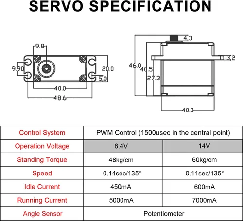 Miniatura 6 de FLASH HOBBY Servo sin escobillas de 132.3 lbs IP67 Servo impermeable 14V Servo de alto par con engranaje de metal completo para 1/8 1/10 RC Crawler