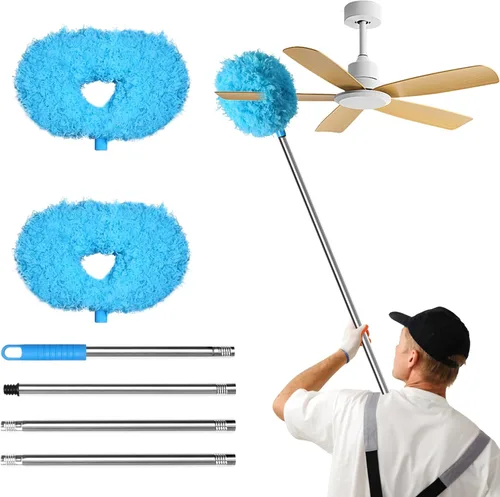 Miniatura 14 de Storystore Plumero para ventilador de techo con poste de extensión, ajustable de 13 a 49.7 pulgadas, limpiador de aspas de ventilador removible