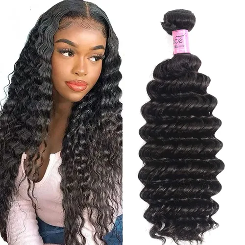 Miniatura 5 de UNICE 3 paquetes de cabello humano ondulado profundo, 12, 12, 14 pulgadas, sin procesar, cabello virgen brasileño sin procesar, extensiones