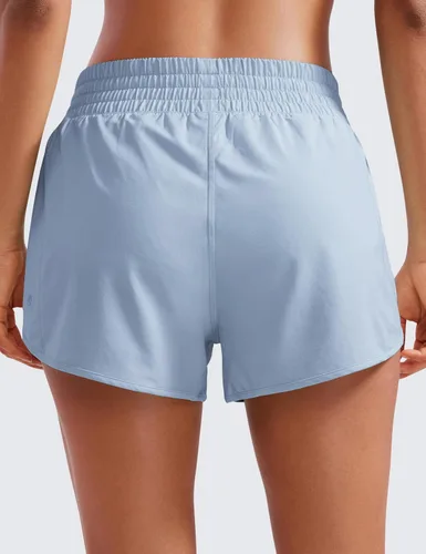 Miniatura 2 de CRZ YOGA Pantalones cortos de correr de cintura alta para mujer de 2.5 pulgadas, forro de malla de secado rápido para entrenamiento deportivo