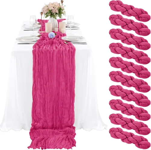 Miniatura 58 de 10 piezas de camino de mesa de estopilla en azul bebé 10 pies, camino de mesa de gasa para recepción de boda, despedida de soltera, fiesta
