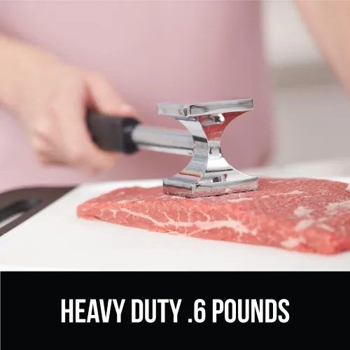 Miniatura 3 de GORILLA GRIP Herramienta ablandadora de carne de doble cara patentada sin BPA, mango suave y cómodo, mazo de cocina resistente para filetes, carne