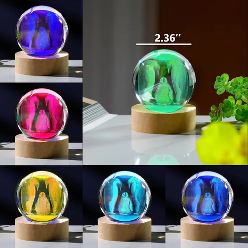 Miniatura 2 de Regalos de pingüino 3D para mujeres - Bola de cristales de 60 mm - Figurina de animales de vidrio, decoración de pingüino, regalos para aniversario