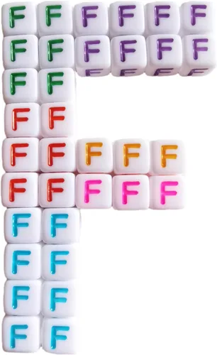 Miniatura 22 de Xeahung 200 cuentas de letras acrílicas cuadradas multicolor para hacer joyas, llaveros de bricolaje, collares, pulseras, decoraciones