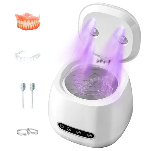 Nueva máquina limpiadora de retenedores ultrasónicos, cápsula de limpieza dental de 45 khz para dentaduras, alineadores, protectores bucales,