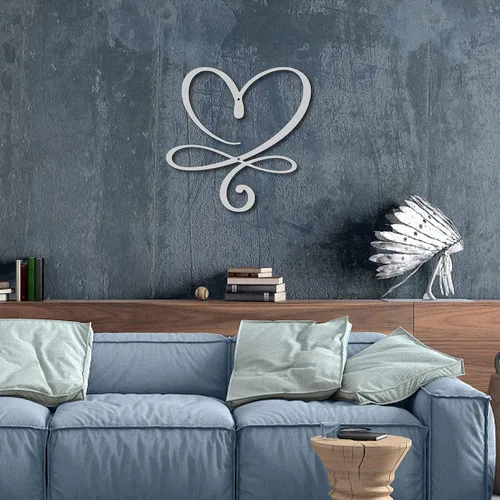 Miniatura 6 de CREATCABIN Arte de pared de metal con corazón infinito, decoración de pared, letreros de pared de hierro para colgar en la pared, escultura de metal
