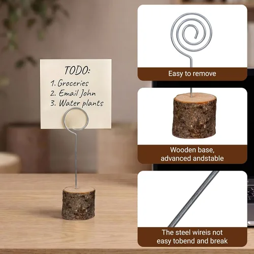 Miniatura 3 de 20 soportes de madera para tarjetas de lugar, soportes de madera rústica para números de mesa y 30 tarjetas de lugar de papel Kraft, tarjetas