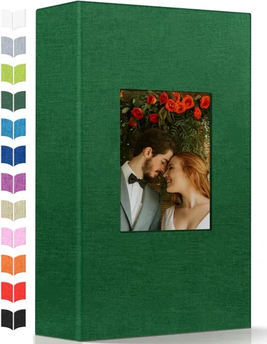 Miniatura 33 de Álbum de fotos Artfeel 4x6 con 300 bolsillos, álbumes de fotos deslizables, libro de memorias con cubierta de lino y ventana frontal, libro de fotos