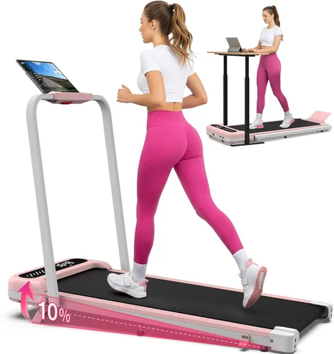 WELLFIT Caminadora plegable con inclinación, capacidad de 320 libras, caminadora para caminar con barra de agarre, caminadoras portátiles para