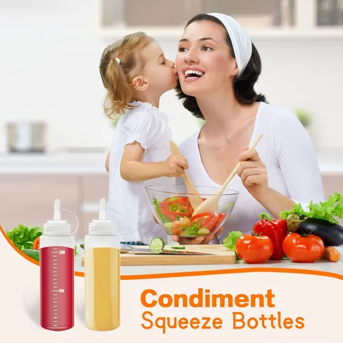 Miniatura 12 de Paquete de 12 botellas de plástico de 8 onzas líquidas multiusos para ketchup, condimentos, salsa barbacoa, aderezo, barbacoa, parrilla