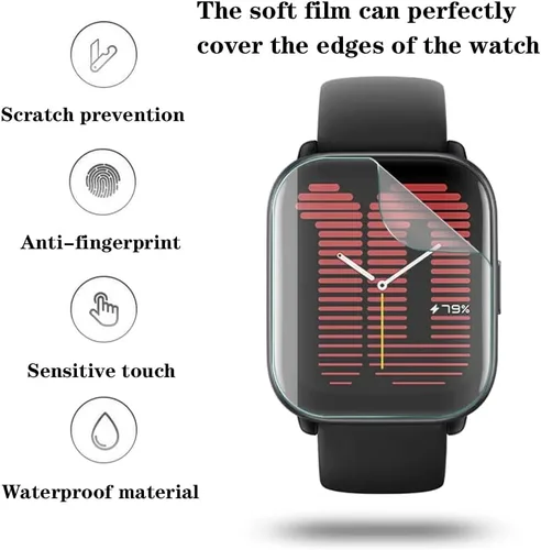 Miniatura 4 de Protector de pantalla para reloj (4+2 unidades) compatible con Amazfit Active, funda protectora de TPU suave, antiarañazos, alta definición