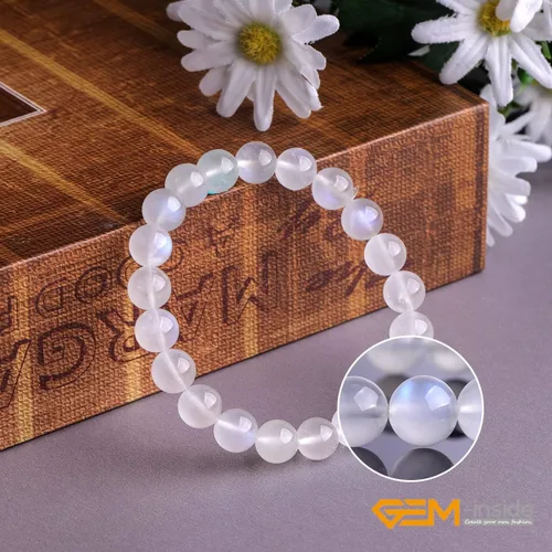 Miniatura 2 de GEM-Inside - Pulsera de moda con piedras preciosas naturales hechas a mano de 0.276in de cuarzo de cristal de grado AAA con cuentas redondas