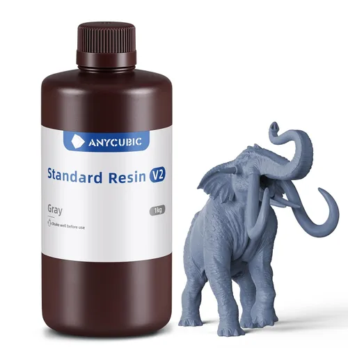 ANYCUBIC Resina de impresora 3D, resina estándar mejorada V2 de 8K, resistencia y dureza mejoradas, bajo olor, resina de impresión 3D de alta Gris