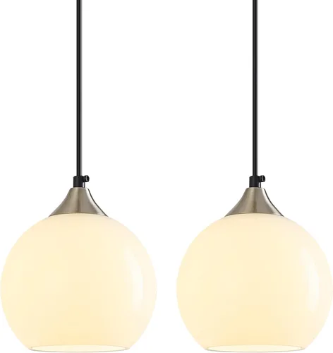 Miniatura 38 de Luces colgantes de cristal verde claro, iluminación de isla de cocina, luminarias de luz colgante de globo, iluminación colgante moderna