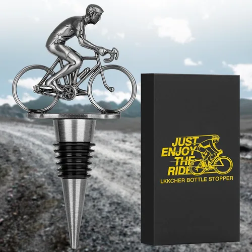LKKCHER Tapón de vino de ciclismo, regalos de vino para bicicleta, regalos del día del padre, regalos de Navidad, regalos de cumpleaños para hombres