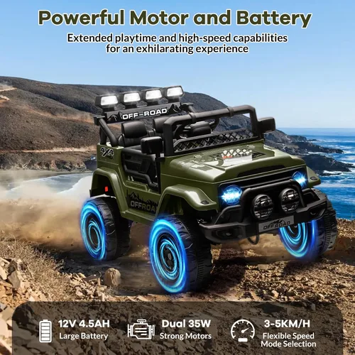 Miniatura 4 de GarveeLife Auto de paseo para niños de 12V, juguete para niños de 37 a 96 meses, camión eléctrico con velocidad máxima de 5 MPH, control remoto