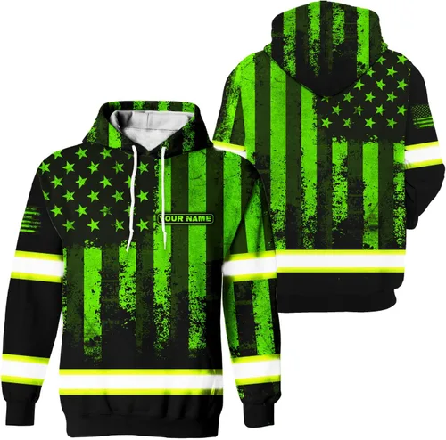 Miniatura 41 de Maddly Colección de ropa de trabajo de alta visibilidad con bandera de EE. UU., personalizada con nombre para trabajadores, corredores, camioneros