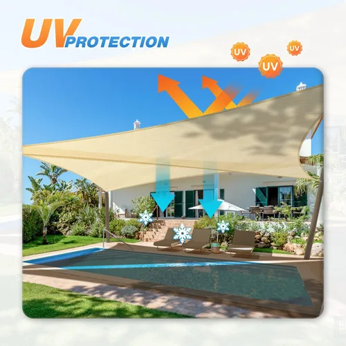 Miniatura 5 de TANG Toldo parasol triangular derecho de 8 x 8 x 11 pies, para patio, con bloqueo UV, tela permeable para pérgola, patio trasero, porche, terraza