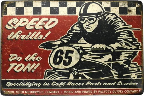 SUMIK Cartel de metal de carrera de motocicleta de velocidad, placa de póster de arte vintage, decoración de pared para el hogar