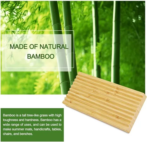 Miniatura 2 de Jabonera de bambú – Protector de jabón – Jabonera de madera de bambú natural con bandeja de drenaje para ducha, baño, bañera, cocina, prolonga