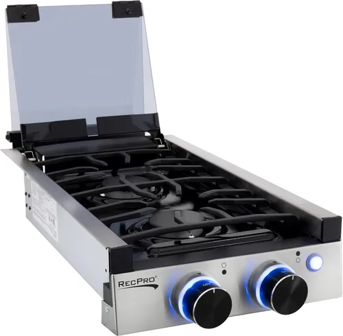 RecPro - Estufa de gas integrada para RV | 2 quemadores o 3 quemadores | Estufa de cocina para RV | Quemadores de 6,500 y 8,000 BTU | Funda incluida