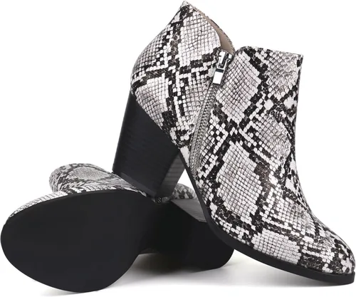 Miniatura 6 de firelli Botas de tobillo para mujer, botas de tacón bajo con punta redonda y cremallera