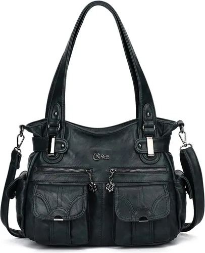 KL928 - Bolsas grandes y bolsos de mano para mujeres con múltiples bolsillos, suaves, piel sintética y estilo hobo