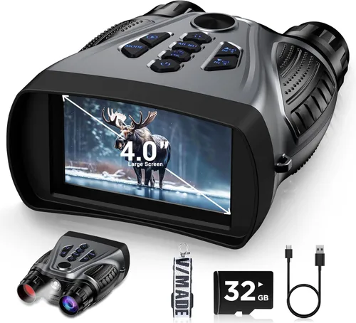 Night Vision Goggles, 4K Night Vision Binoculars, 4" HD Screen Binoculars, 10X Digital NightVision for Adults, 4000mAh Battery Gray, 9 Gear Infrared