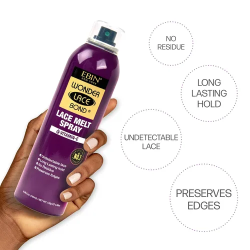 Miniatura 3 de EBIN NEW YORK Wonder Lace Bond - Aerosol para derretir encaje, vitamina E + biotina, spray adhesivo de sujeción extra firme para peluca, acabado