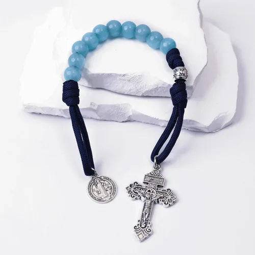Miniatura 23 de Nazareth Store Rosario de cuerda de paracaídas de San Miguel, collar de rosario resistente y rosario de una década, cuentas de piedra natural