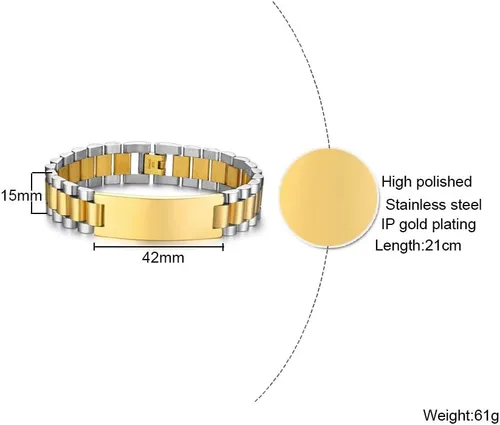 Miniatura 2 de VNOX - Pulsera de metal personalizada para parejas, joyería de metal y acero inoxidable, regalo para aniversario, 8.3 pulgadas