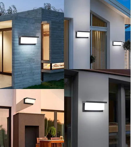 Miniatura 5 de Aplique de pared LED de 18 W, lámpara de porche exterior impermeable IP65, luz de pared blanca cálida de 3000 K, lámpara de pared de aluminio negro