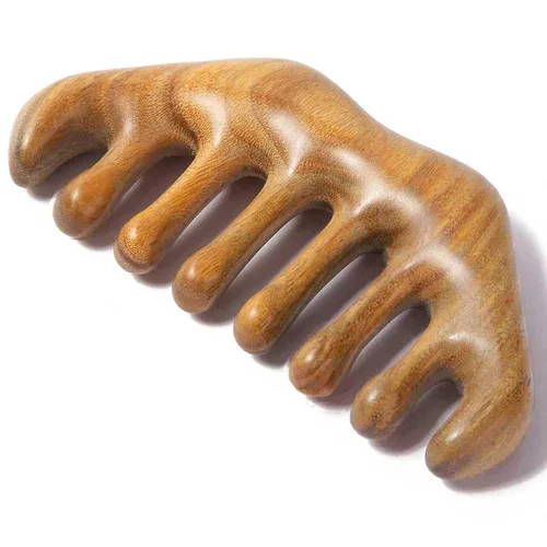 Peine de masaje de madera, masajeador de cuero cabelludo de madera, Gua Sha para relajación del estrés, peine Loc para Sisterlocks - Sándalo verde